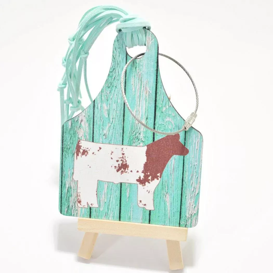 095244 Western Cow Print Luggage Tag