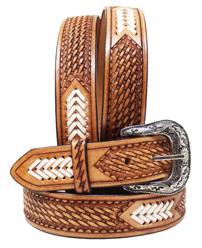 1-1/2" Wide Western Cowboy Basketweave Tooled Full-GrainBelt 2678RS