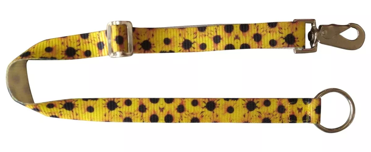 1" SUNFLOWER PRINT NYLON ADJUSTABLE BUCKET HANGER. MEASURES 30" LONG