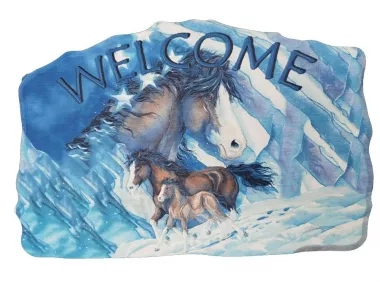 12 inch Wooden Welcome Sign - Horses