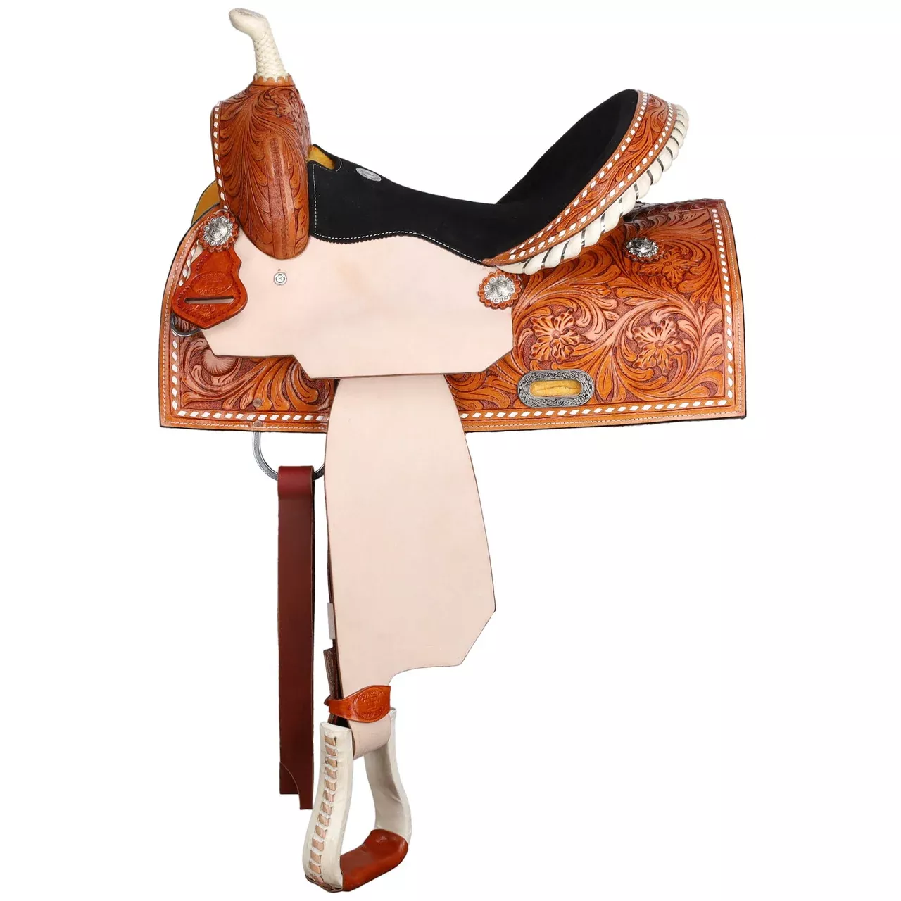 13”, 15” Double T Chestnut Daisy Barrel Style Western Saddle