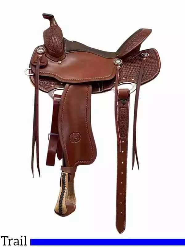 15″ to 17″ Billy Cook Solid Tri-Pattern BW Trail Saddle from 1991 with Impact Gel in the Seat-3316W.