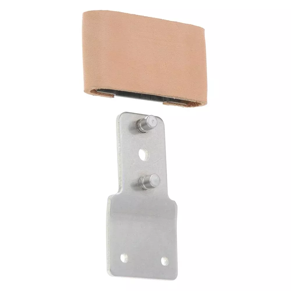2 1/2″ Leather Covered Blevins Style Stirrup Buckles with Vertical Posts