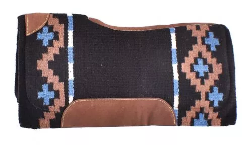 34" x 36" BLACK, BROWN AND LIGHT BLUE MEMORY FELT BOTTOM SADDLE PAD