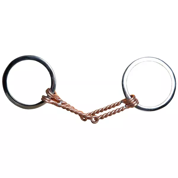 5.5' Hilason Western Copper Twisted Wire Flat Ring Horse Mouth Bit 3"