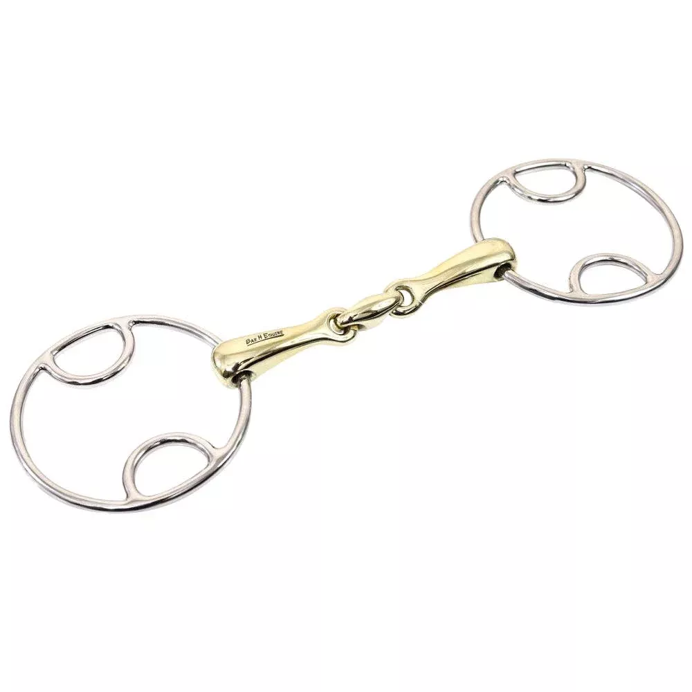 5" Bar H Equine W. O Ring Brass Mouth Snaffle H.