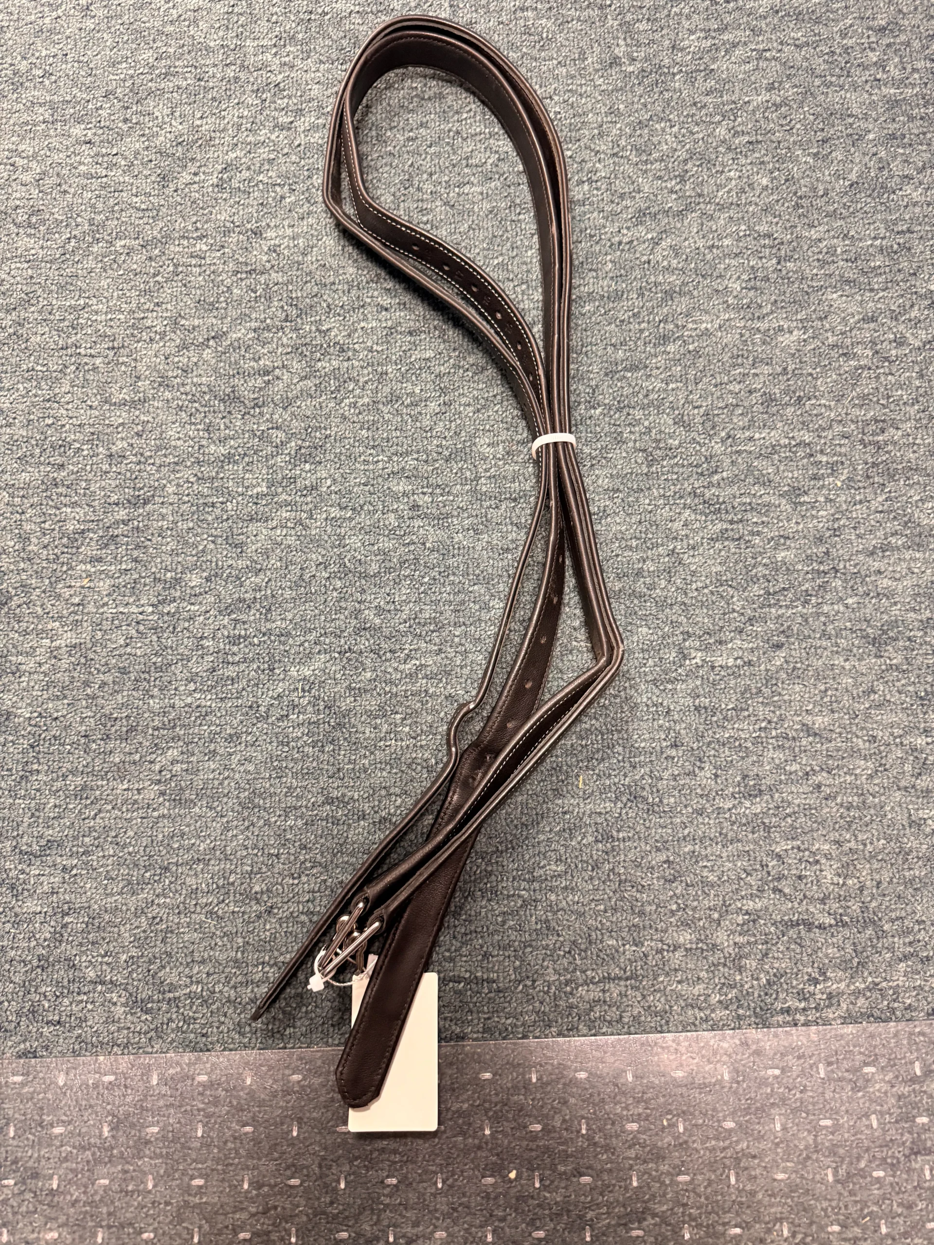 54" Black w White Stitching stirrup leathers