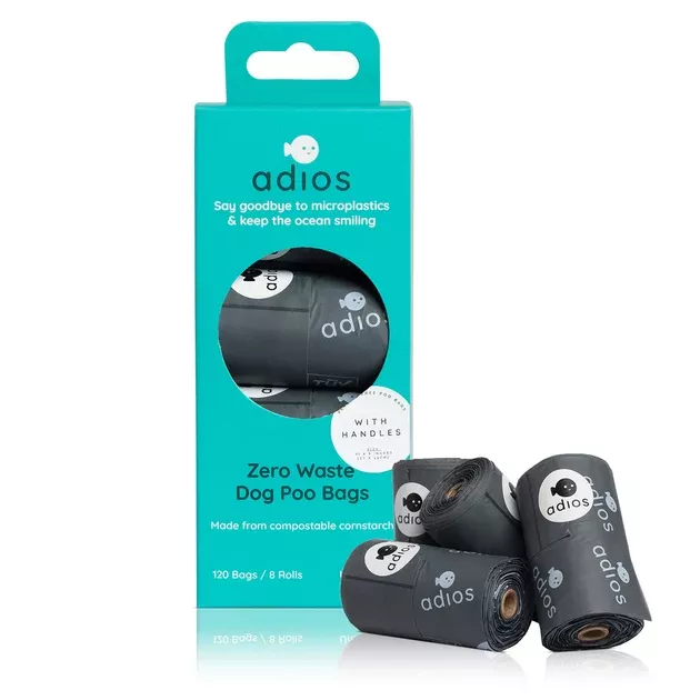 Adios Handle Poo Bags 8 Rolls