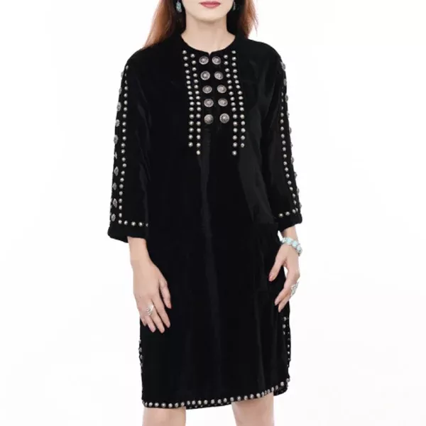 American Darling 100% Cotton Denim Women's Shirt Jacket Dress Ladies Girl Top Black