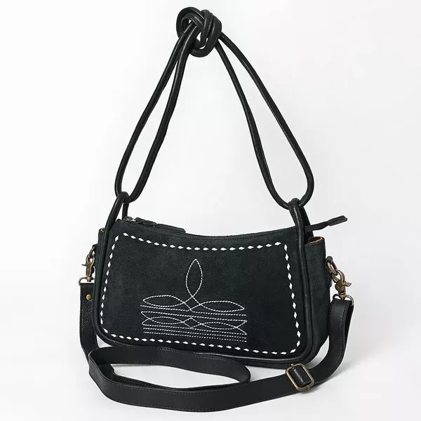 American Darling Cross body Bag Western Genuine Leather Handcrafted Suede Shoulder Purse with Boot Stitched Design and YKK Zipper