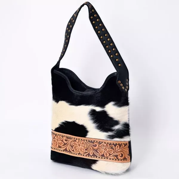 American Darling Handcrafted Cowhide Leather Hobo Bag with Tooled Floral Details - Western Luxe Fashion, Genuine Leather, Comfortable & Durable