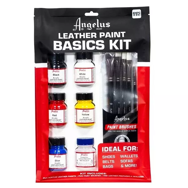 Angelus Leather Paint Basics Kit Of Assorted Colors 1 Ounce