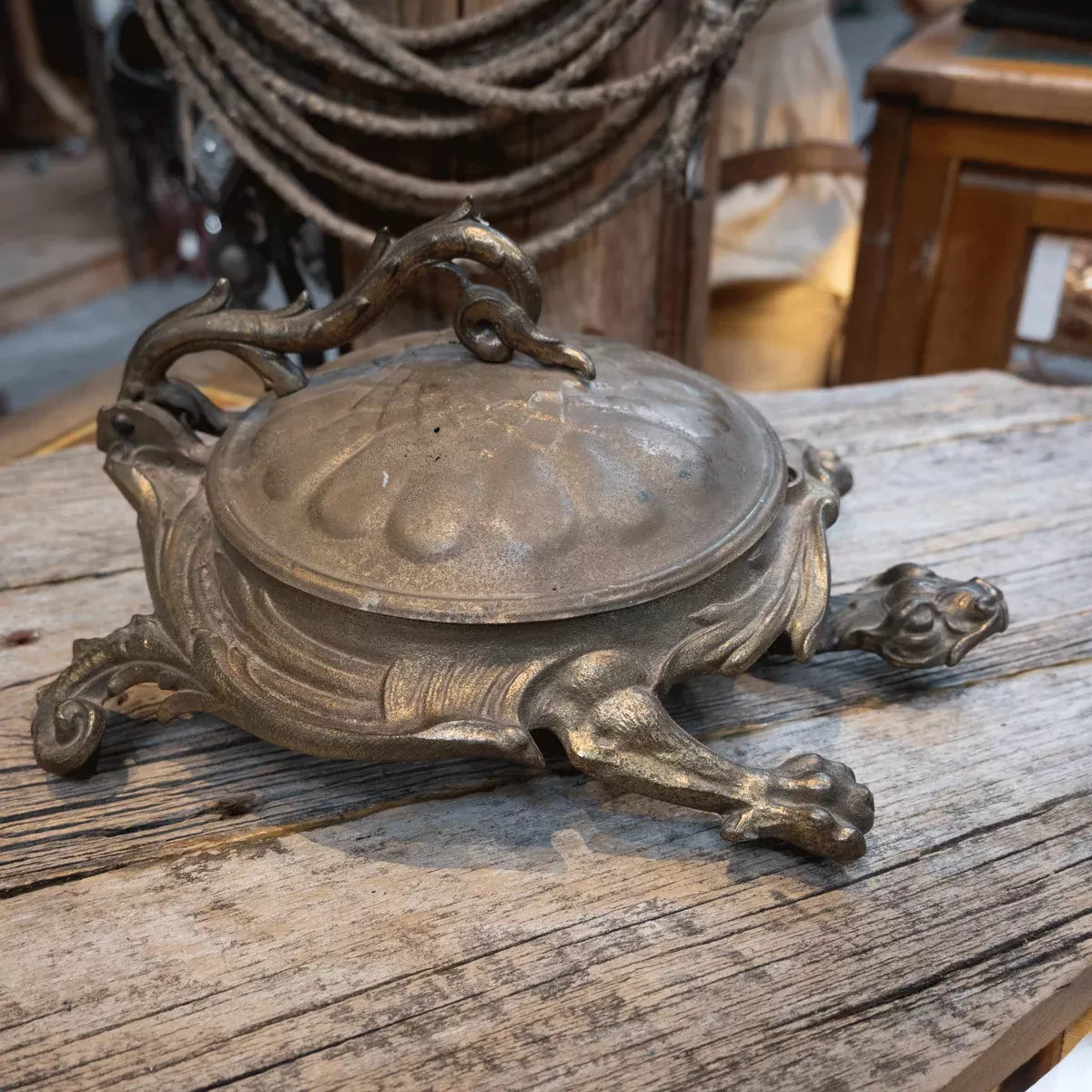 Antique Cast Iron Bradley Hubbard Dragon Spitton