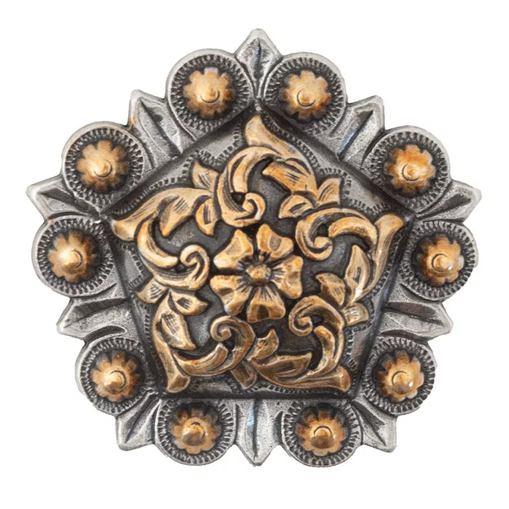 Antique Silver/Gold Coloma Pentagon Conchos