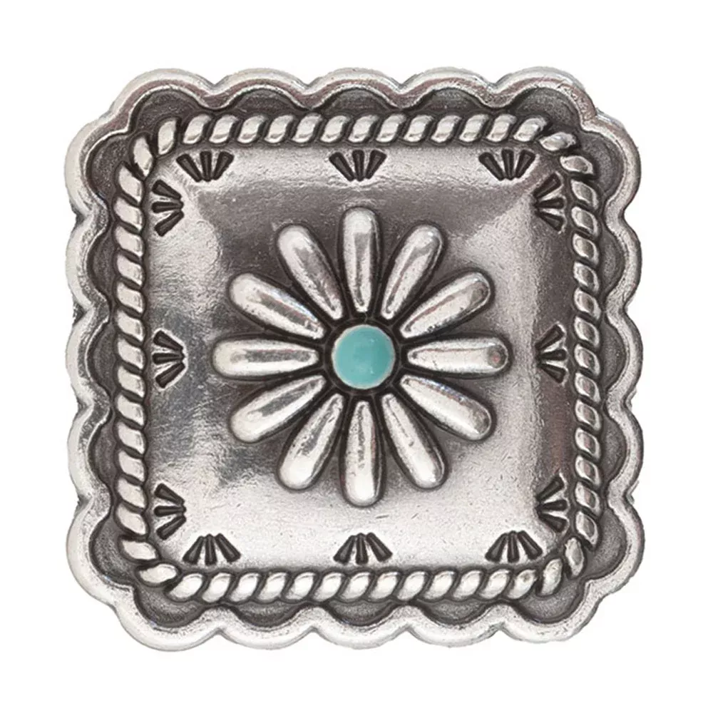 Antique Turquoise Square Rope Edge Concho