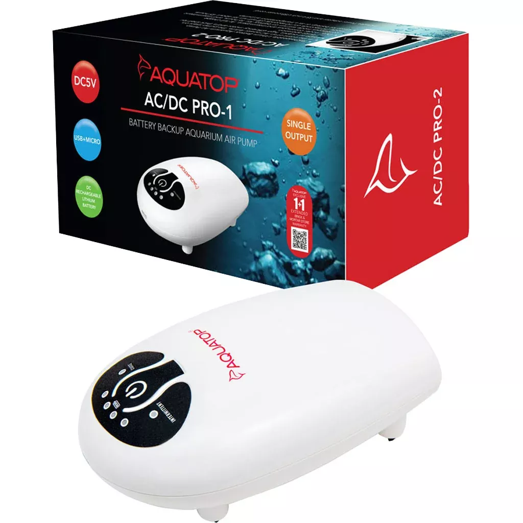 Aquatop AC/DC Pro 1 Rechargeable Backup Air Pump, Single Outlet