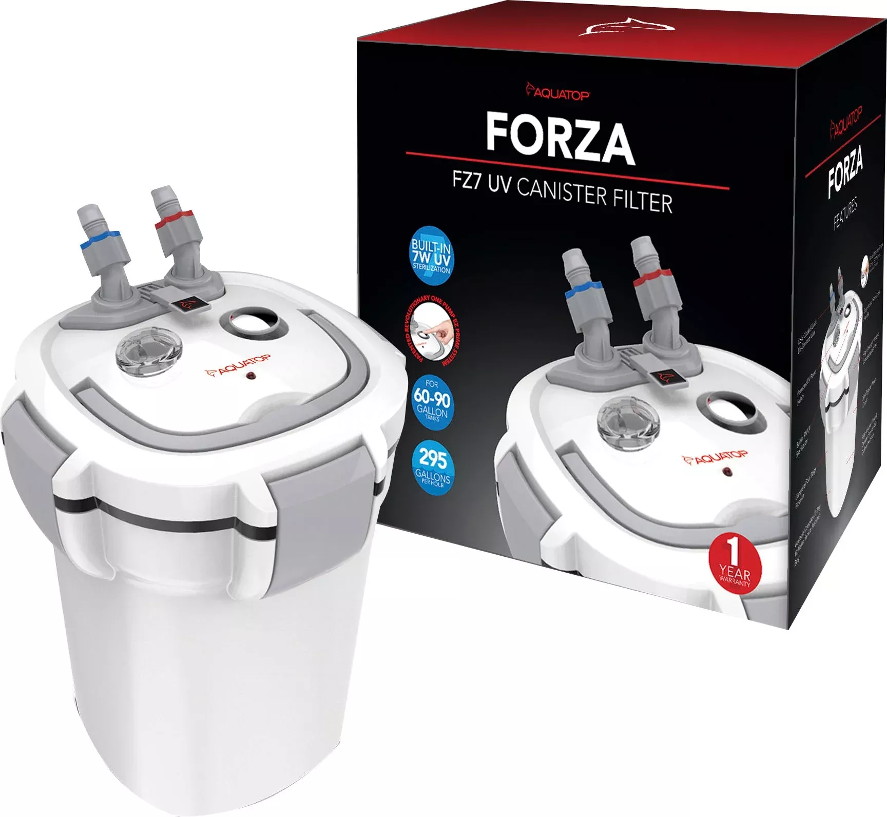 Aquatop Forza Canister Filter with 7W UV Sterilizer, White