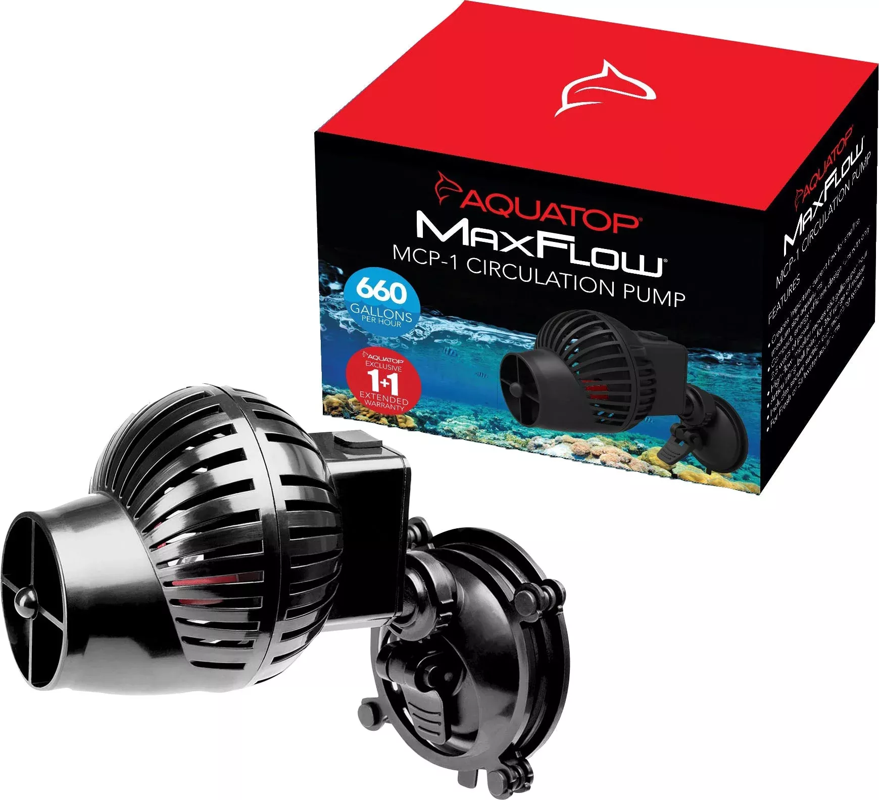 Aquatop MaxFlow Circulation Pump, 25-50 Gal, 660 GPH, Black