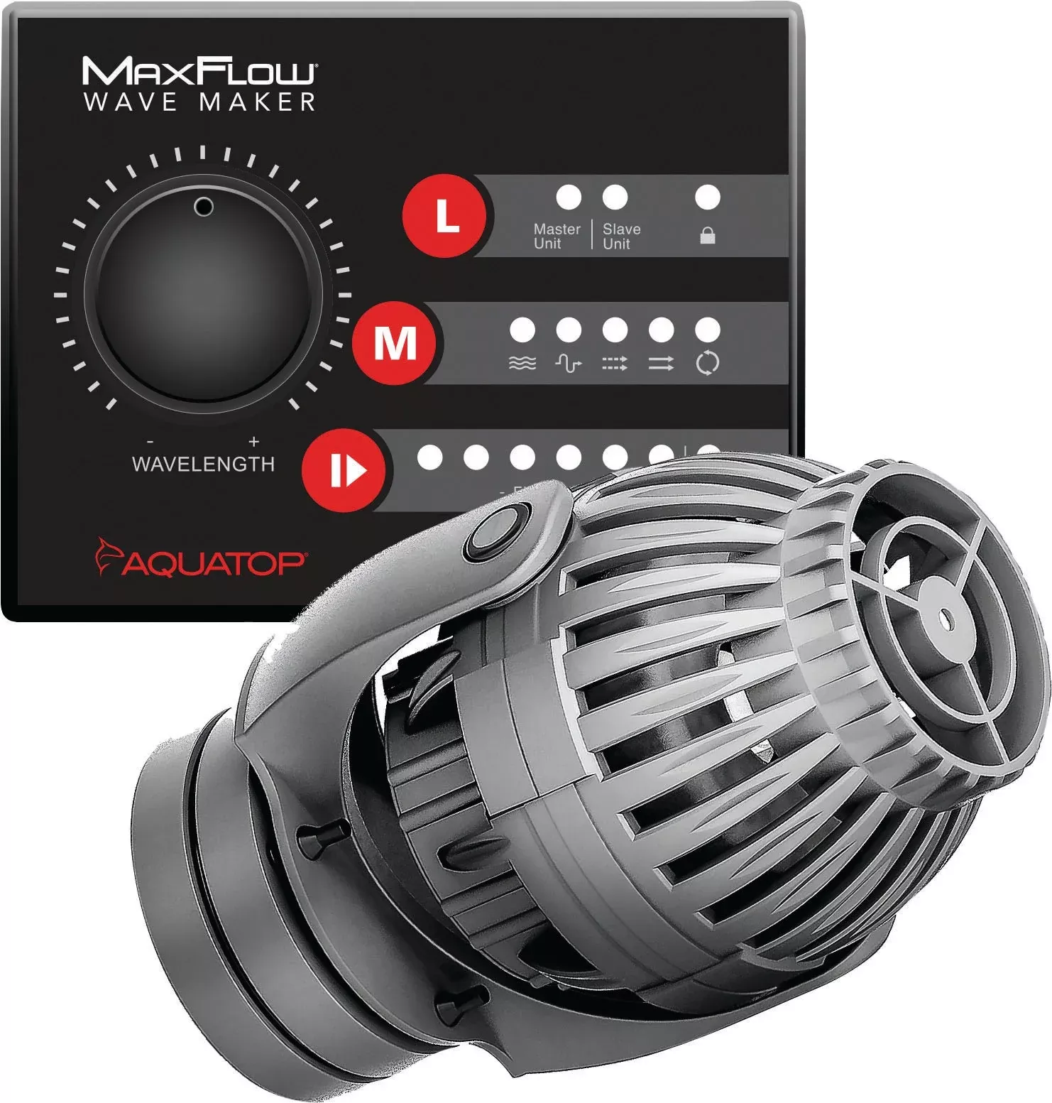 Aquatop MaxFlow DC Wavemaker with Controller, 2113 GPH, Black