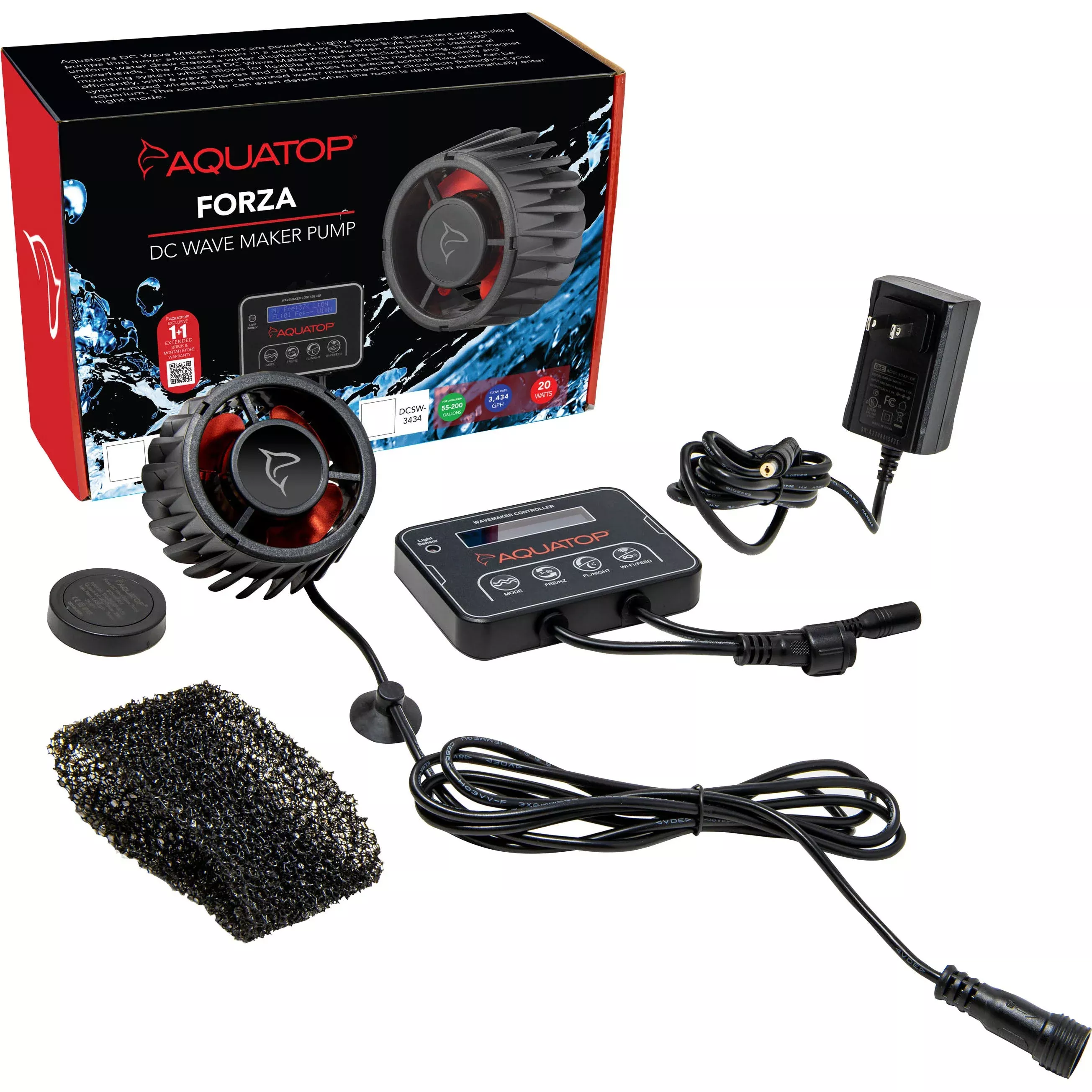 Aquatop MaxFlow Slim DC Wavemaker, 20W, 3434 GPH, Black
