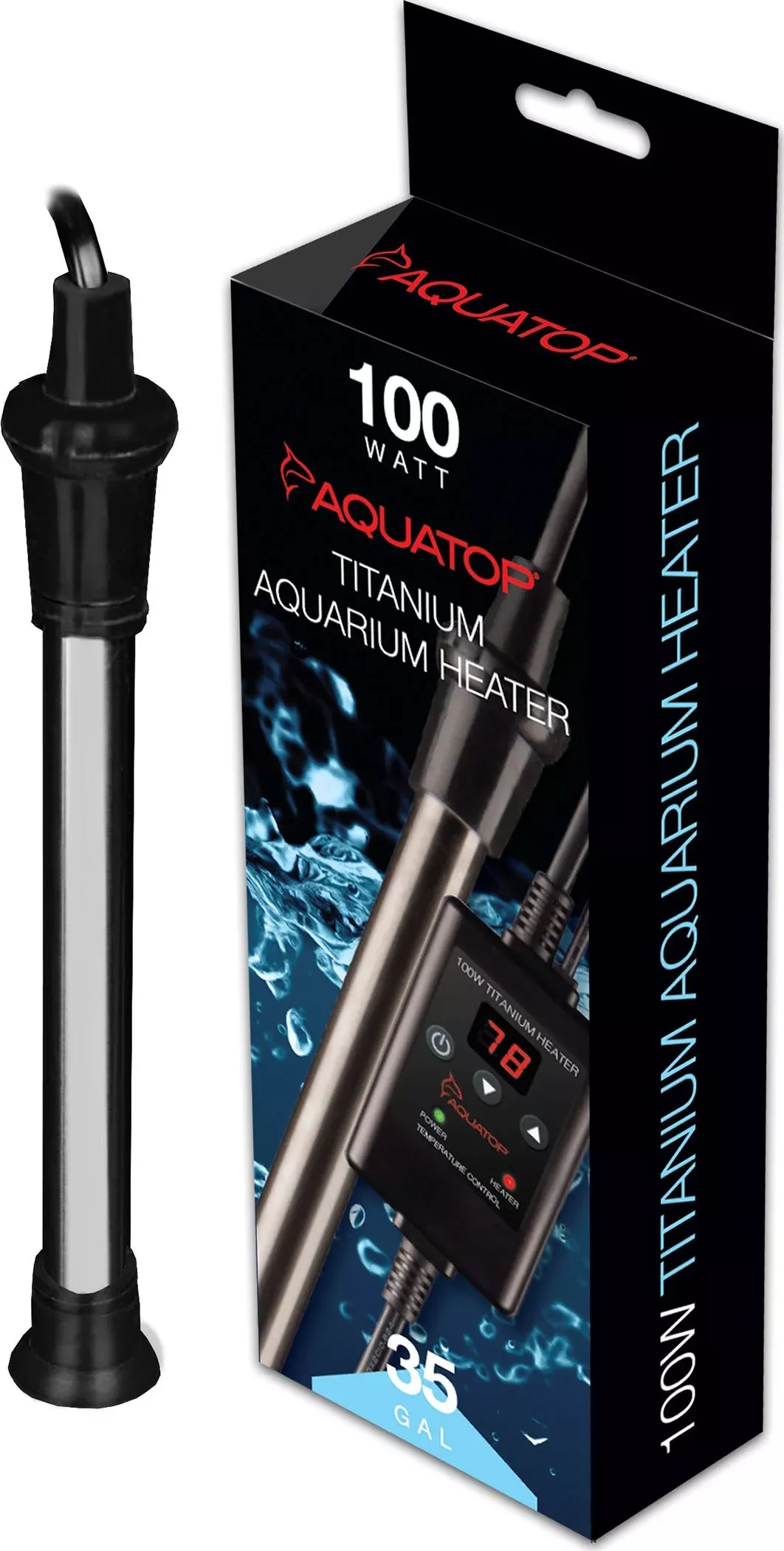 Aquatop Titanium Submersible Aquarium Heater with Controller 100 Watt