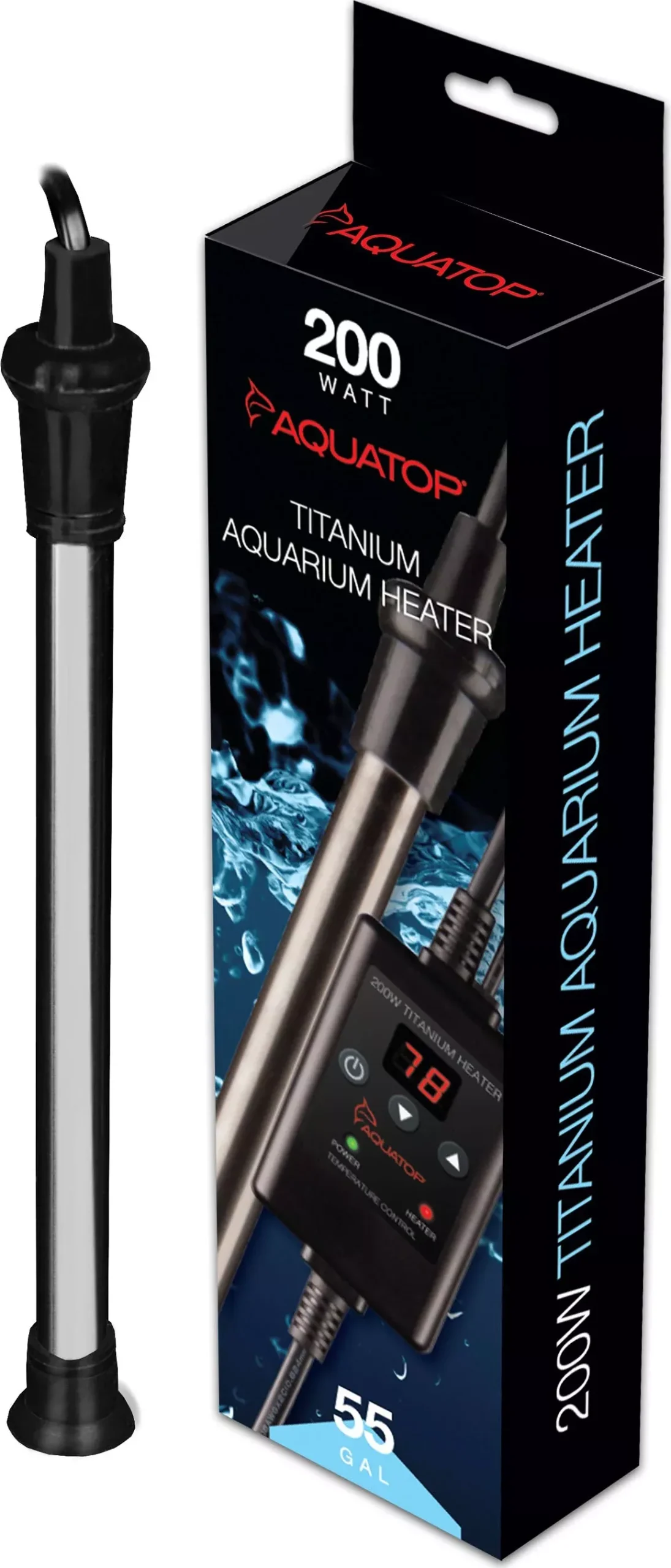 Aquatop Titanium Submersible Aquarium Heater With Controller 200 Watt
