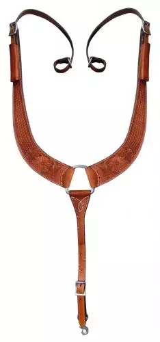 Argentina Cow Leather basket weave and floral tooled pulling collar