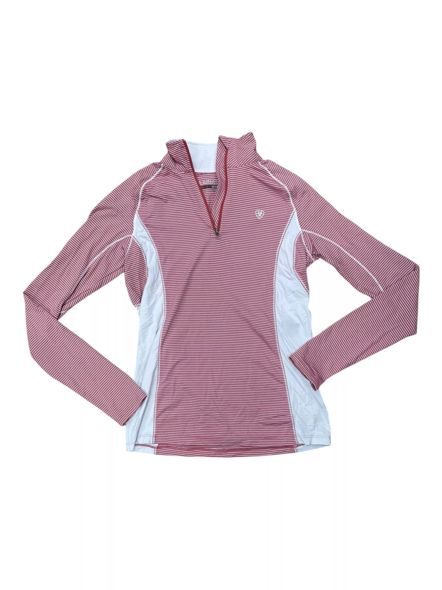 Ariat 1/4 Zip Sun Shirt - Pink/White - S - USED