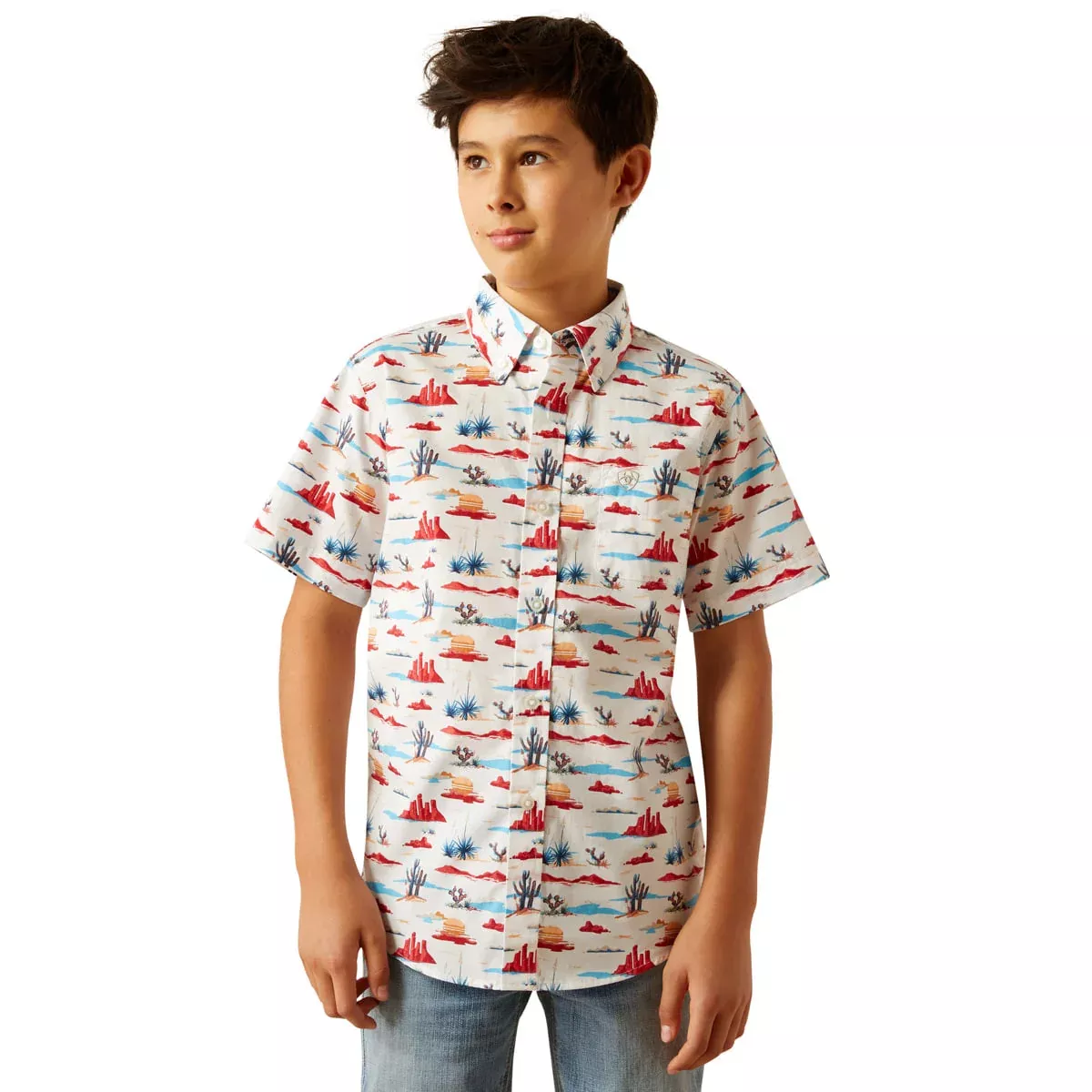 Ariat Boys Scout Short Sleeve Shirt White