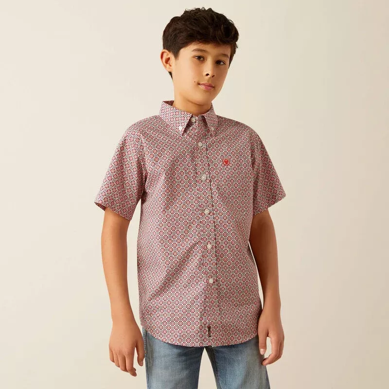 Ariat Boys Welch Short Sleeve Shirt Red M