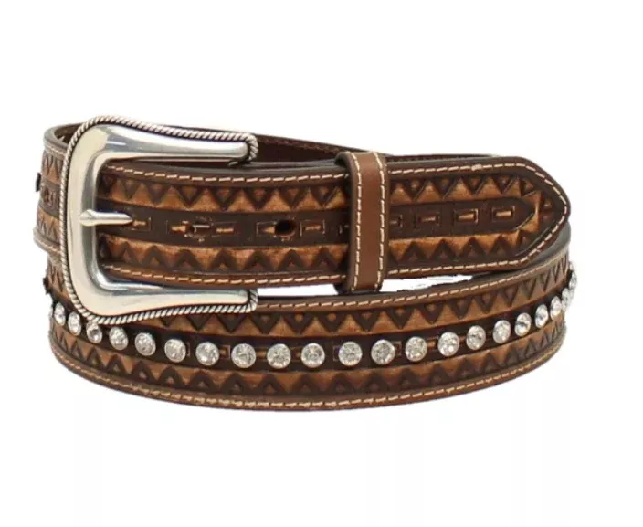 Ariat Brown Zigzag w / Crystals Belt