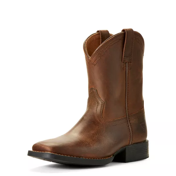 Ariat Childrens Heritage Roper Wide Square Toe Distressed Brown