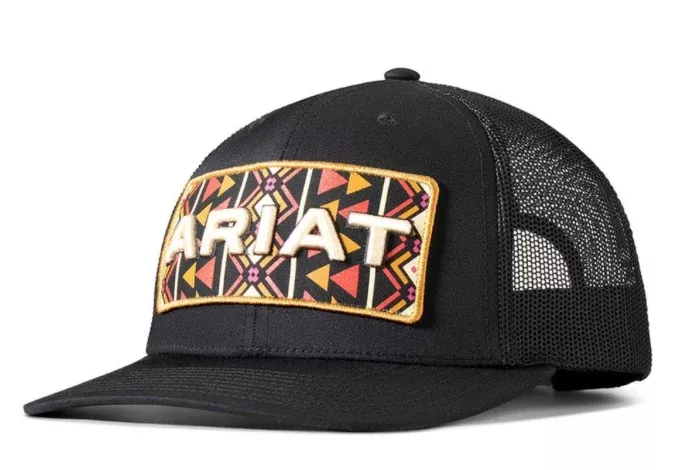Ariat Hats Unisex Embroidered Southwest Black Mesh Back Snapback Patch Cap