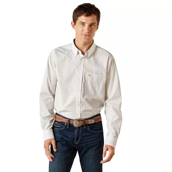 Ariat Mens Shirt | Dewitt Fitted Wrinkle Free | Cream