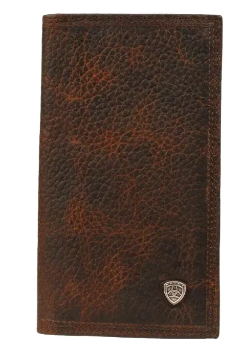Ariat Rowdy Brown Bi-fold Rodeo Wallet w/ Small Shield Logo