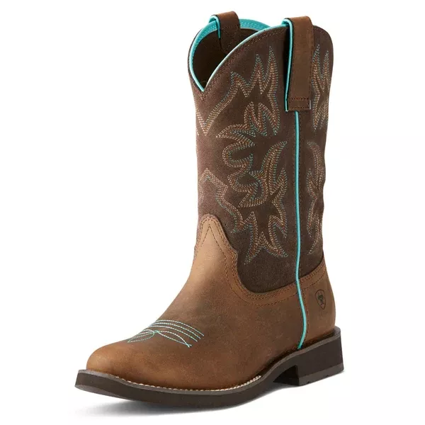 Ariat Womens Western Boots | Delilah Round Toe | Distressed Brown / Fudge Brown