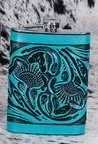 Austin Accent 8oz Flask Floral Tooled FL-01