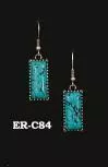 Austin Accent Earring Dangle Rectangle Turq ER-C84