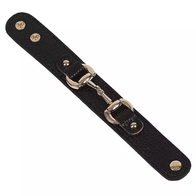 AWST Int'l Leather w/Gold Tone Snaffle Bit Bracelet