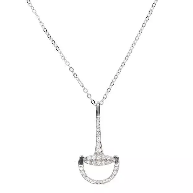 AWST Int'l Sterling SIlver & CZ D-Bit Snaffle Necklace
