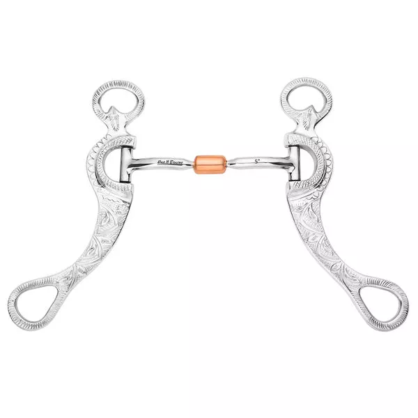 BAR H EQUINE Aluminum Engraved Shank Copper Roller Curb Bit