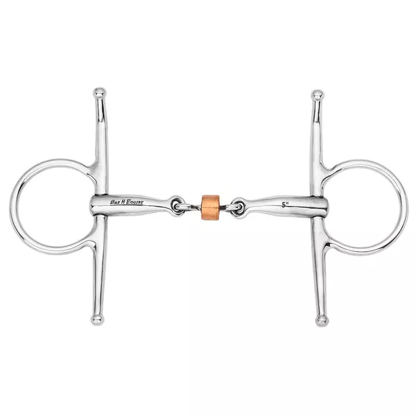 BAR H EQUINE Full Cheek Snaffle Bit Stainless Steel with Copper Roller