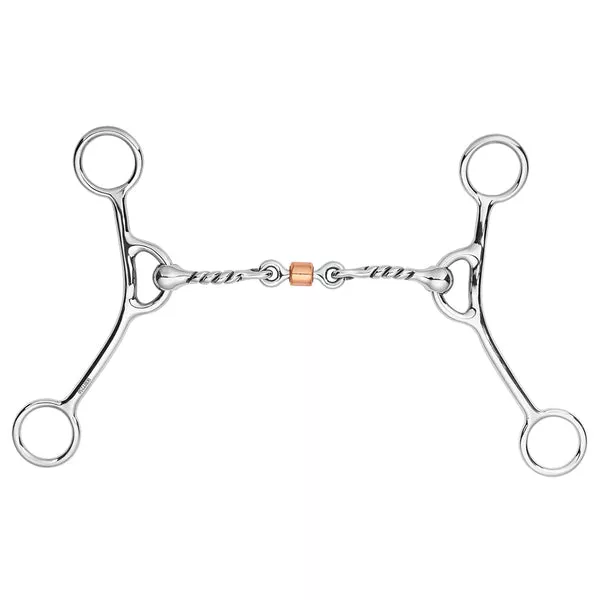 BAR H EQUINE Stainless Steel Twisted Wire Horse Gag Bit with Copper Roller