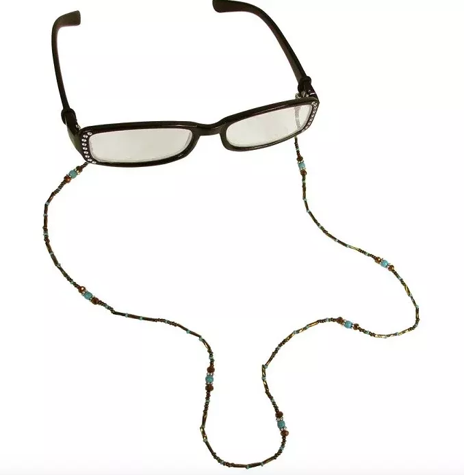 Beaded Eyeglass Holder-Turquoise & Bronze