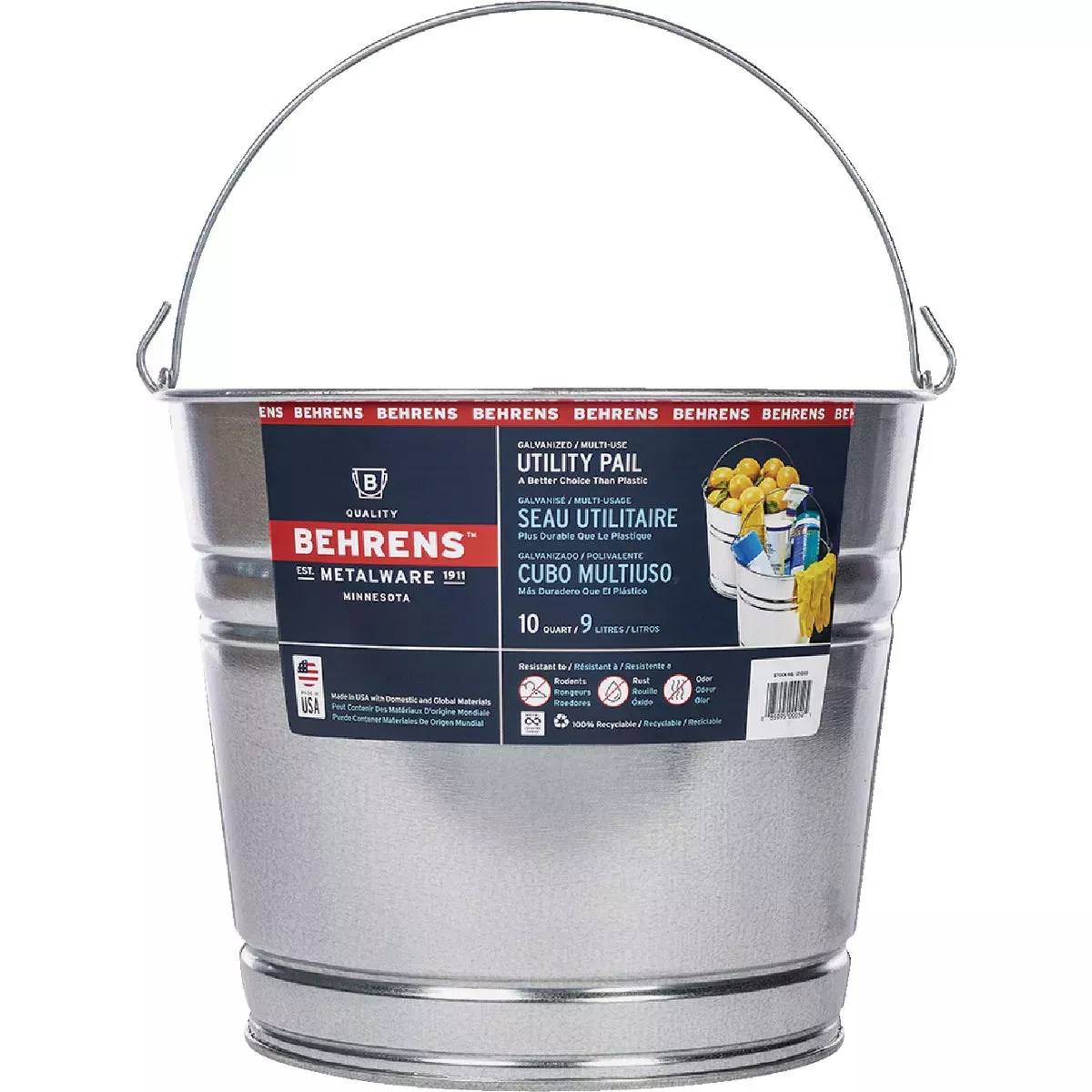Behrens Galvanized Utility Pail, 10Qt