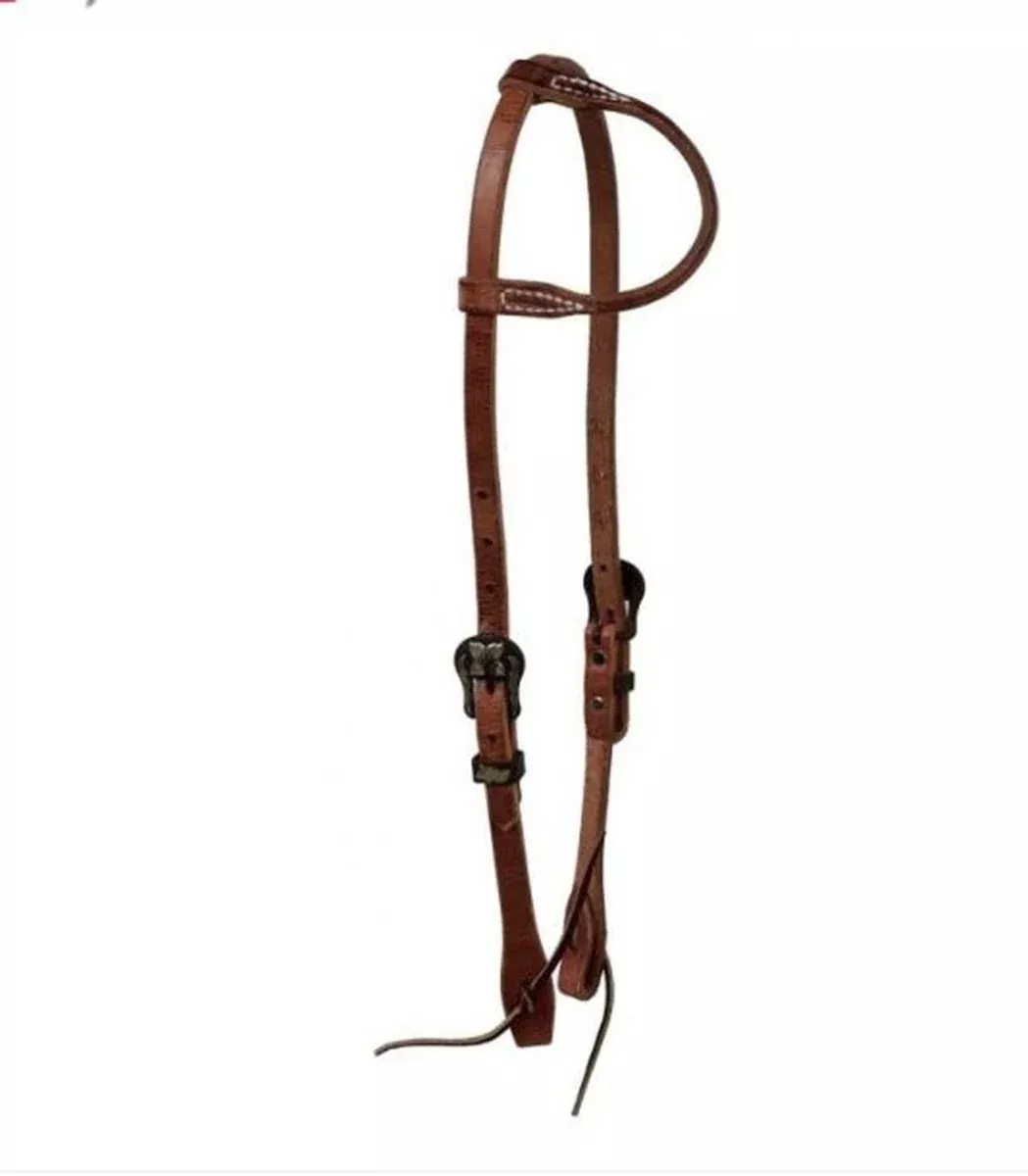Berlin Rolled Ear Brown Iron Buckle Headstall H1552