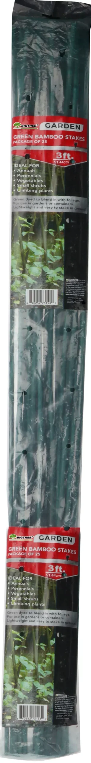 Bigtree Bamboo Garden Stakes 3 ft Green 25-Pack