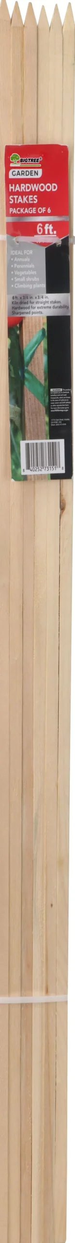 Bigtree Hardwood Stakes, 6 ft, 6 Pack