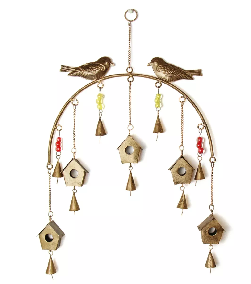 Bird Chime Recycled Iron and Glass Beads