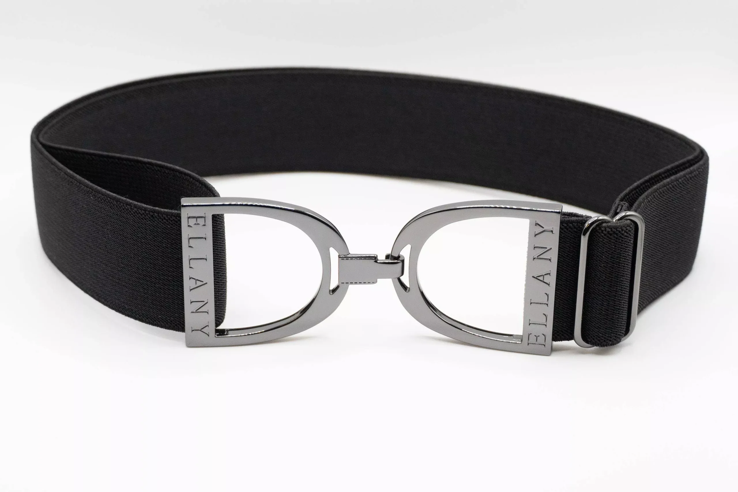 Black - 1.5" Gunmetal Stirrup Elastic Belt